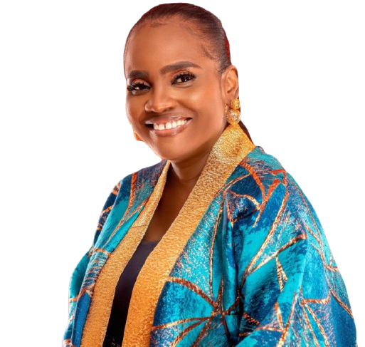 Portrait of Abiola Laseinde in a teal and gold jacket